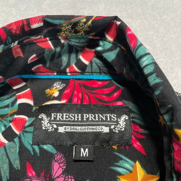 Fresh Prints Shirt Mens Medium Black Jungle Snake All Over Print Casual Stretch - Picture 3 of 7